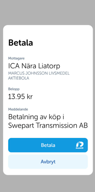 Swish-betalning med BankID